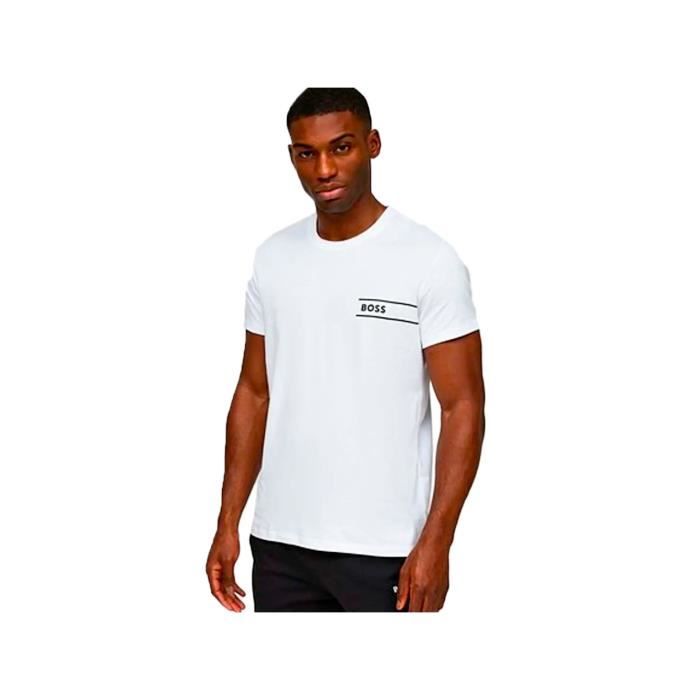 T shirt - Boss - Homme - Jersey - Blanc - Coton