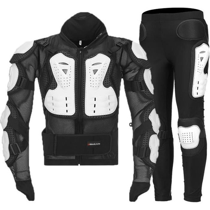 Combinaison de moto armure homme costume 2 pièces veste + pantalon ensemble de vêtement protection complète du corps