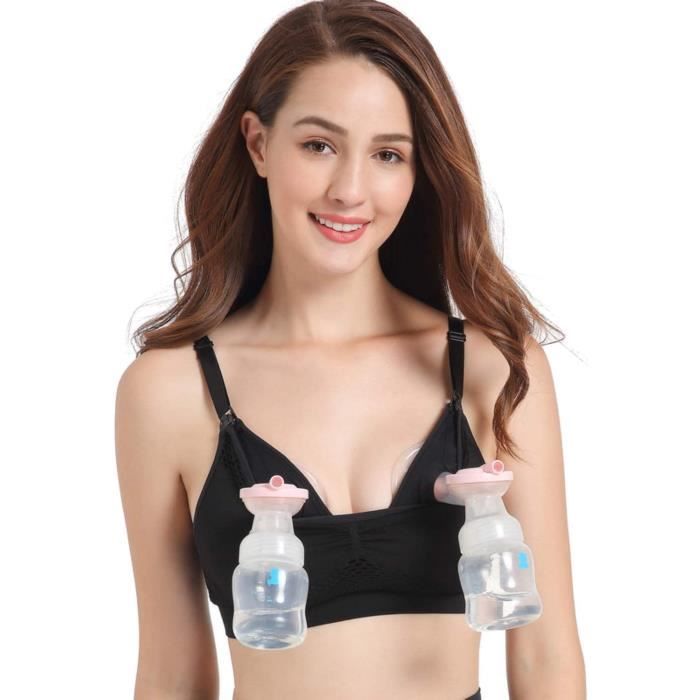 Tire Lait Mains Libres Maternite,Soutien-Gorge d'allaitement Mains Libres Respirant,allaitement Bras(Noir-L)