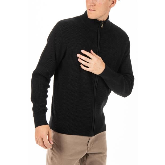 Cardigan Relco Tricot Gaufré Homme - Style Rétro Football - Couleurs Marine Noir Vert Bordeaux Moutarde