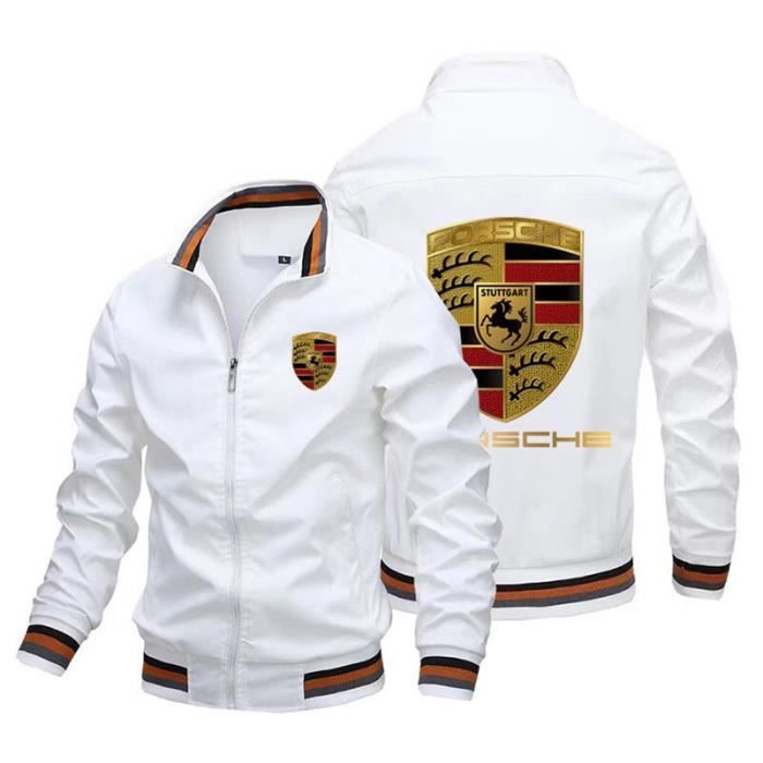 Blouson Homme PORSCHE imprime Mode Regular Fit Col montant Veste Zippee Casual Confortable Marque Luxe de Veste Homme PQs3145 Blanc Cdiscount Pret a Porter