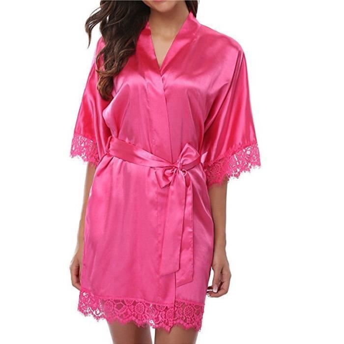 Peignoir Satin Mariée & Demoiselle D'honneur - Kimono Court Bride Team - Cadeau Noces élégant