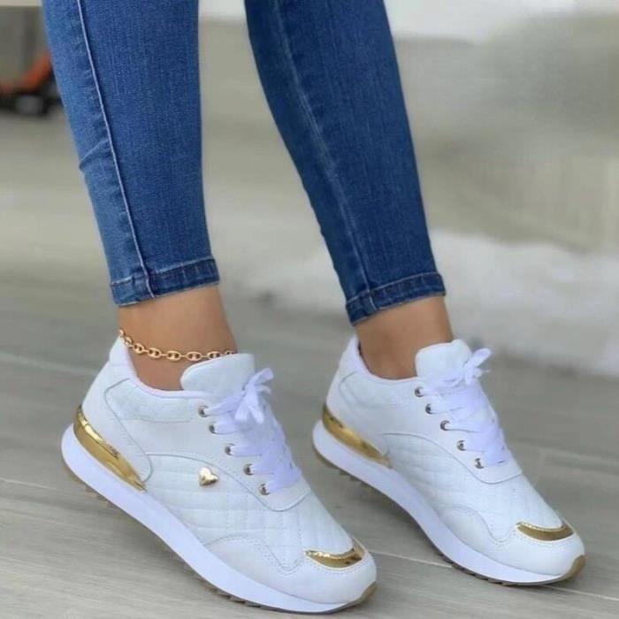 Baskets Compensées à Paillettes Pour Femme - Confortables, Respirantes, Idéales Mariage, Fêtes, Quotidien