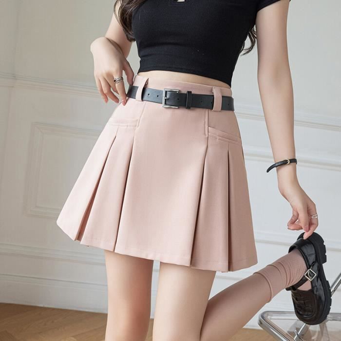 Jupe Mini jupe pliss e trap ze taille haute pour femmes mode