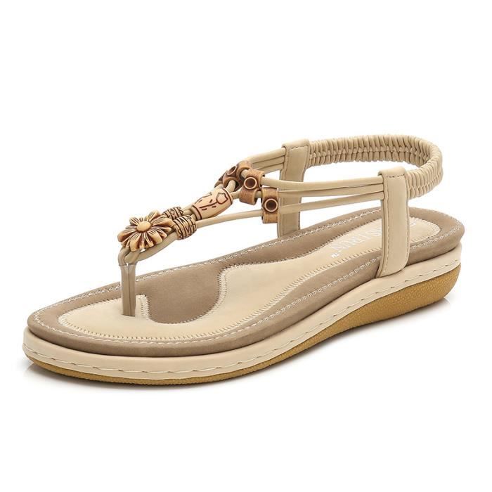Sandales Compensées En Cuir Pour Femme - Bout Ouvert, Sangle Cheville, Style Décontracté - Confortables Pour L'été, La Plage, La Marche