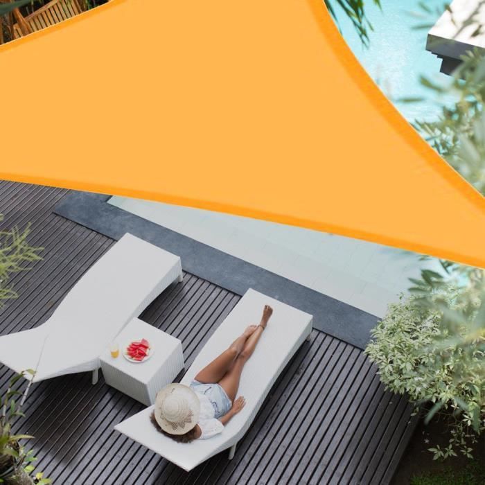 Voile D'ombrage Triangulaire 3x3m - Imperméable, Protection UV - Pour Terrasse, Jardin, Balcon - Couleur Beige