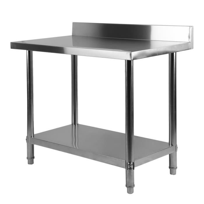 Pro Table De Travail Adossee Plan De Travail Inox 100x60x95cm