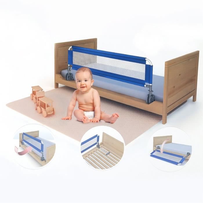Barrière de lit enfant bébé portable, Garde Lit pliable de Sécurité 100 *  44 * 44cm BLEU - Cdiscount Puériculture & Eveil bébé