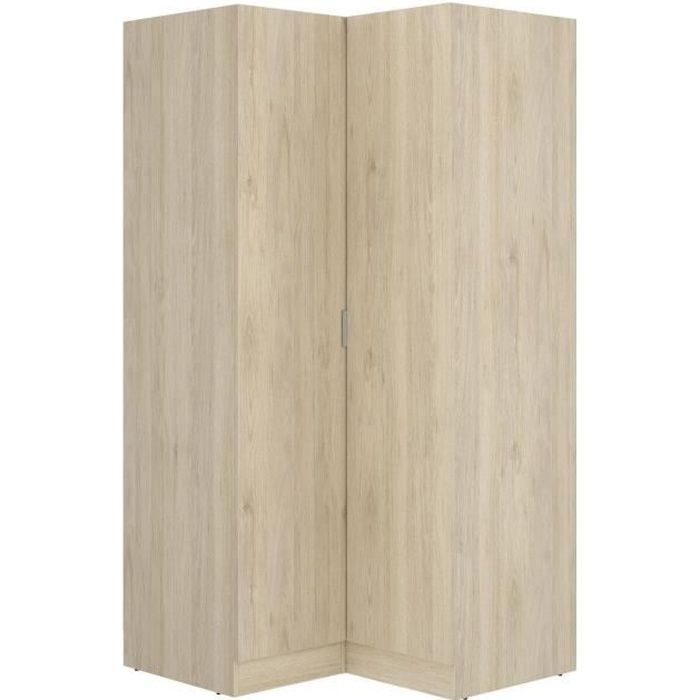 Armoire dressing dangle en panneaux de particules mélaminés coloris chêne - Longueur 90.5 x Profondeur 92.5 x Hauteur 184.2 cm