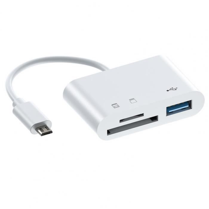 Lecteur de cartes 3 en 1,adaptateur OTG pour appareil photo de ...