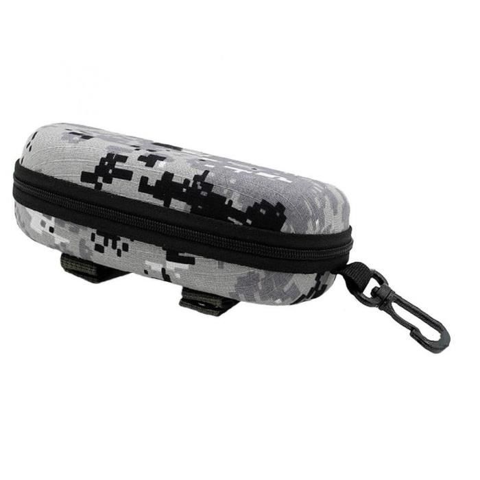 Étui à lunettes de soleil de camouflage portable en plein air (gris) Boîte de rangement de ceinture pour organisateur de lunettes à