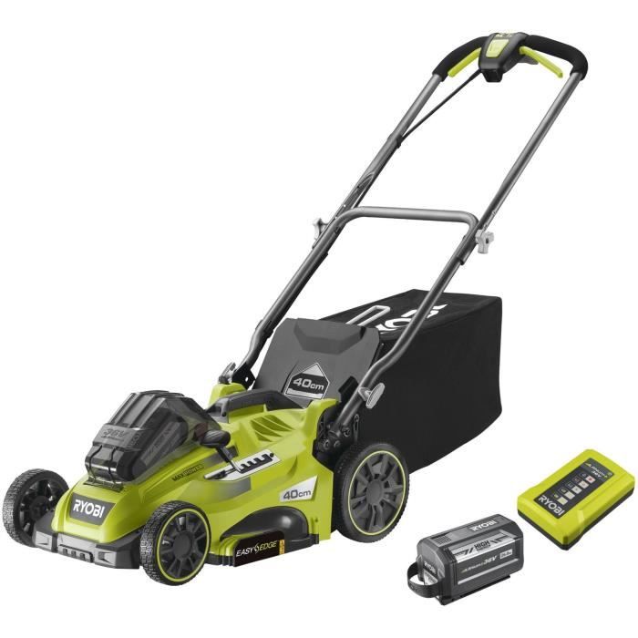RYOBI Tondeuse 36V Power Assist™ Ø coupe 40 cm ramassage et mulching + batterie 6 0 Ah High Energy et chargeur RLM36X41H60PG