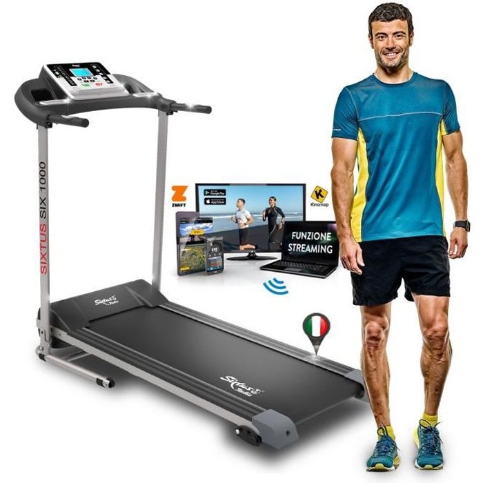 tapis de course pliable electrique sixtus 10 km h app kinomap et zwift bluetooth inclinaison manuelle 1 hp cdiscount sport