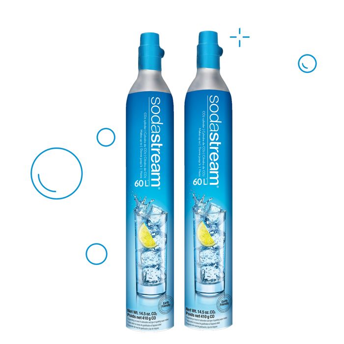 Lot de 2 cylindres de recharge gaz 60L pour machine à gazéifier Soda Club - SODASTREAM