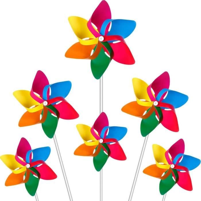 Lot De 20 Moulins à Vent Arc-en-Ciel Pour Jardin - Décoration Extérieure, Fête Et Répulsif Oiseaux - Résistants UV