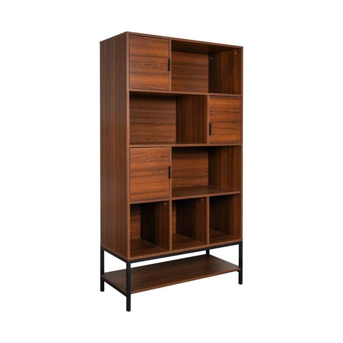 sweeek - Bibliothèque décor noyer 9 compartiments WALNUT