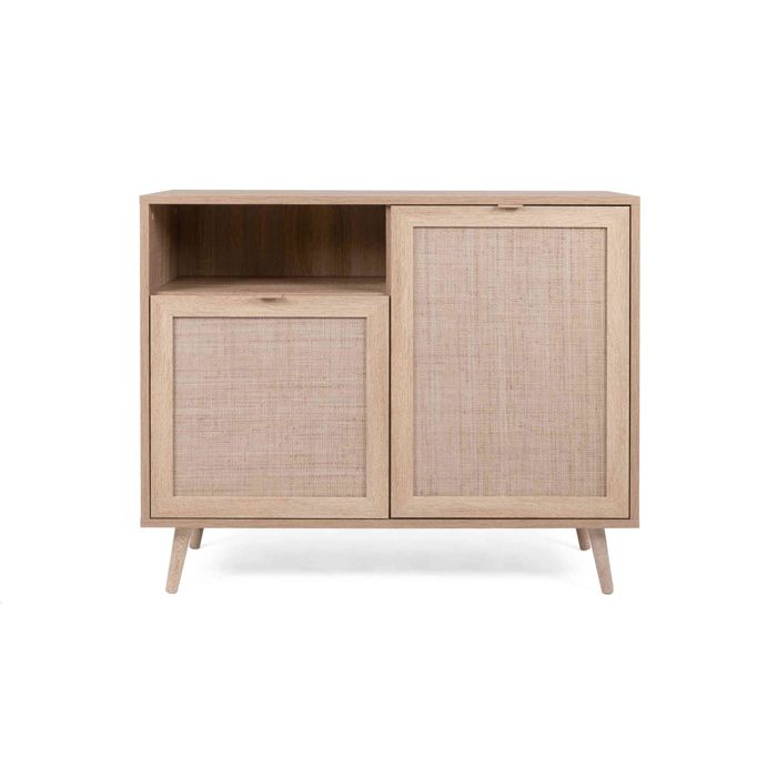 Commode 1 niche 2 portes en imprimé cannage - CO7073-1 - Bois clair - Terre de Nuit Commode 1 niche 2 portes en imprimé cannage - CO7073-1 - Bois clair - Terre de Nuit