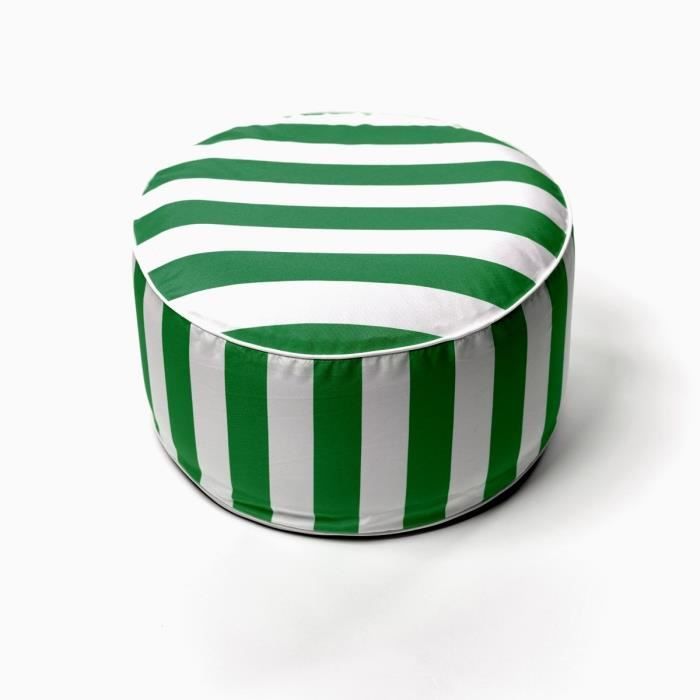 today, pouf gonflable summer stripes vert - 50x25 cm