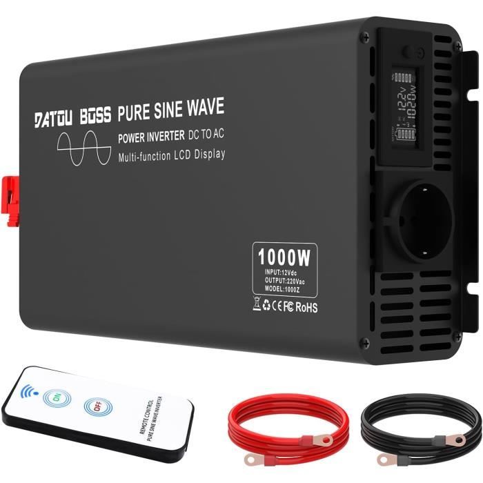 BESTEK Convertisseur Pur Sinus 300W 12V Vers 220V - Onduleur Voiture Avec 2 Ports USB 4.2A Et Prise AC