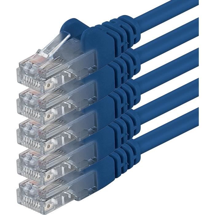 0,25M Cat 6 Câble Réseau Ethernet Cat6 Lan Rj45 8P8C 1Gbps Bleu - 5 ...