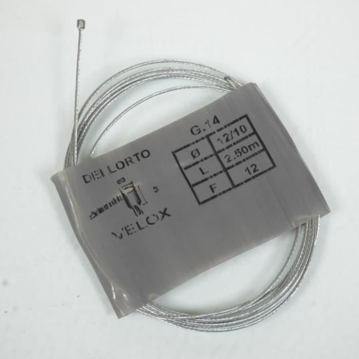 Câble De Frein VELOX Pour Mobylette Peugeot 103 – Longueur 2.25m – Tête 8x8mm – Galvanisé 14 Fils