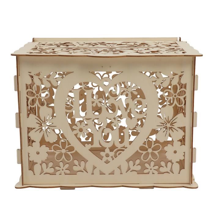 Boîte à Cartes Mariage En Bois Vintage – Boîte Enveloppes Avec Fente Et Verrou, Pour Mariage, Fiançailles, Cérémonie