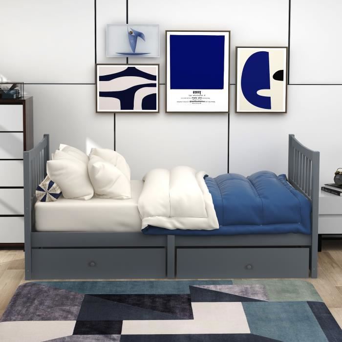 Canapé-lit 1 Personne 90x200 Cm Avec Bureau Coulissant, LED, Tiroirs Et Prises - Multifonction Pour Chambre, Studio, Ado Ou Adulte