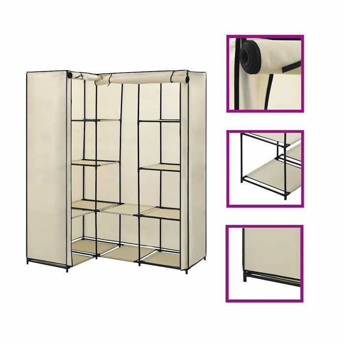 vidaXL Garde-robe dangle Crème 130 x 87 x 169 cm