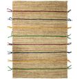 COLOR JUTE - Tapis en jute avec tresses en Laine - Lignes colorées - 120 x 170 cm Multicolores-1