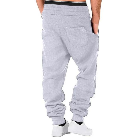 Pantalon Jogging Homme Cargo Pantalon De Travail Hommes Baggy Bas De Jogging Hommes Pantalons De Sport Survêtement Taille Élastique Décontracté Activewear Baggy Homme 01-Blanc S.A