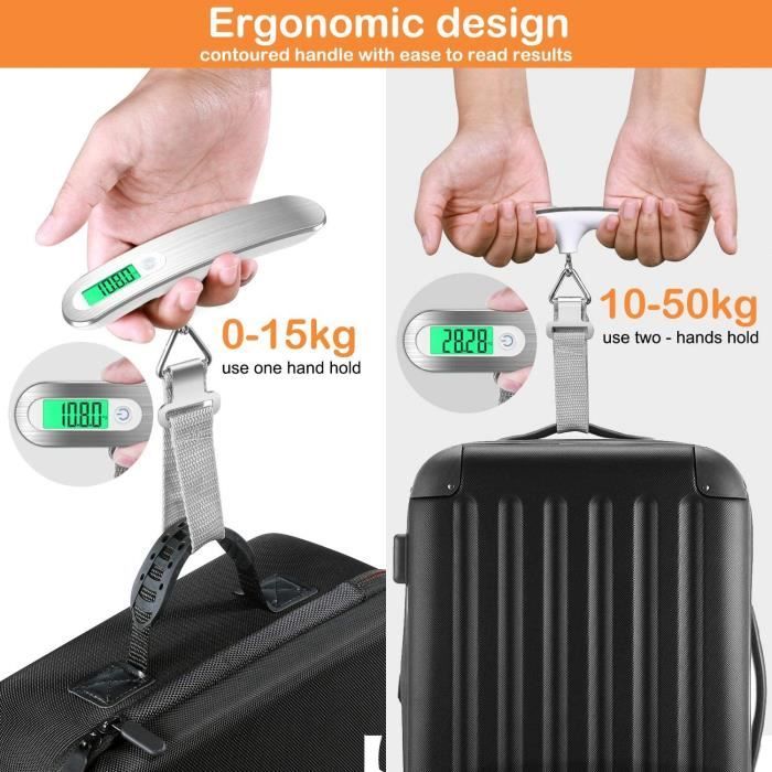 Pèse-bagages électronique Portable Szaerfa - Capacité 40 Kg, Précision 100 G - LCD Rétroéclairage, Fonction Tare, Changement Kg/lb
