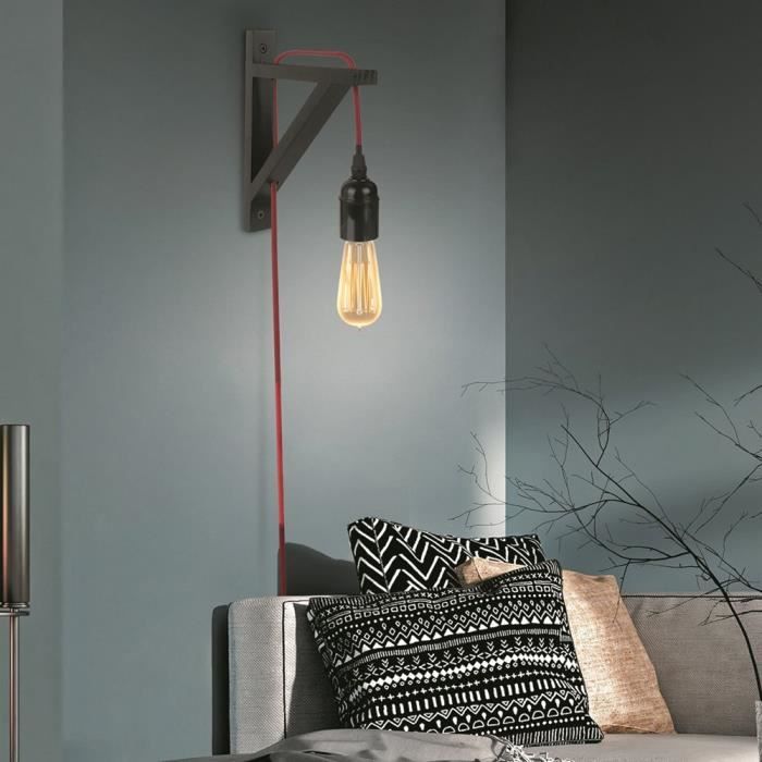 Lampe murale suspension noire câble rouge - Cdiscount Maison