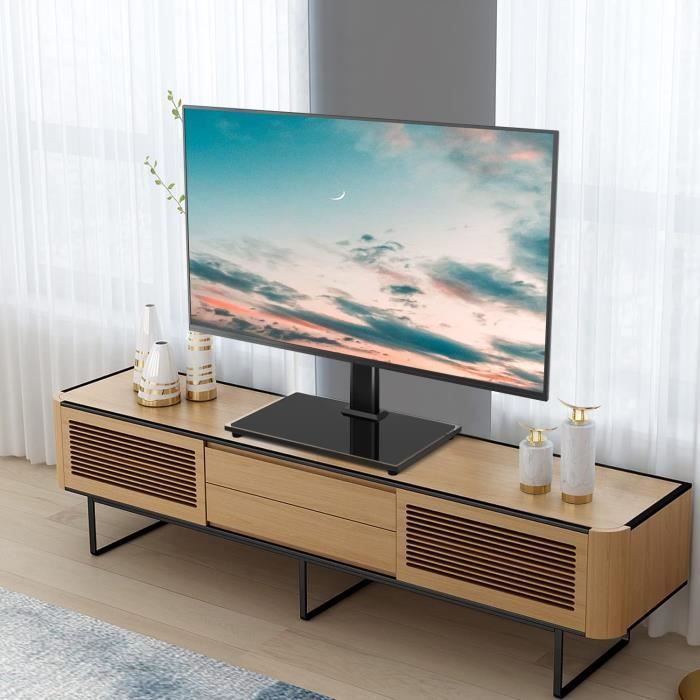 RFIVER Wooden Base Support TV sur Pied Meuble TV avec Support Pivotant pour Télé RFIVER Wooden Base Support TV sur Pied Meuble TV avec Support Pivotant pour Télé