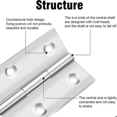 Lot De 4 Charnières Plates Avec Vis En Acier Inoxydable 304 6
