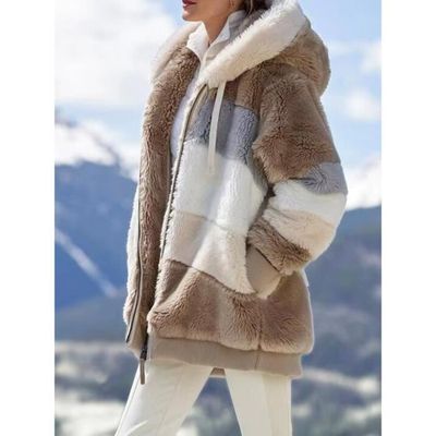 Manteau Polaire Femme à Capuche Zippé - Veste Teddy Douce, Chaude, Ample, Pour L'hiver (plusieurs Couleurs)