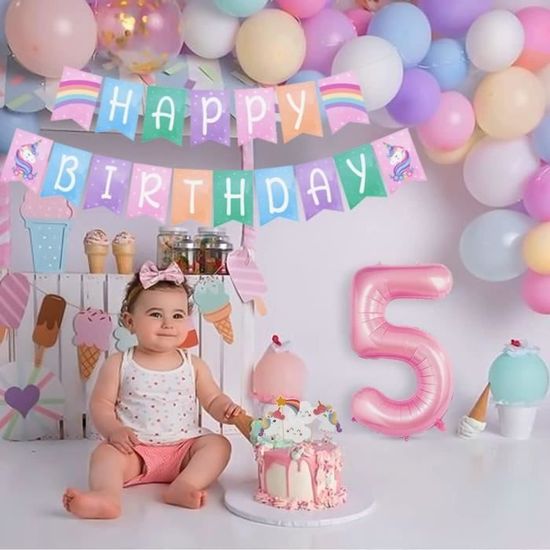 Decoration Anniversaire Fille Licorne 5 An, 5 Ballon Anniversaire Fille Pour Ballon 5 Ans Fille, Deco Anniversaire Fille - Maison Decoration Anniversaire Fille 5 Ans