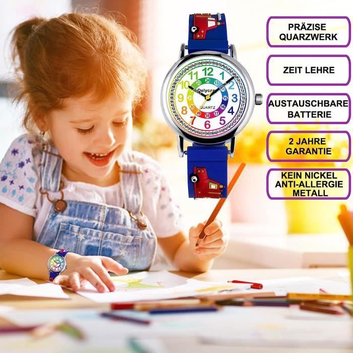 Montre Enfant, 12 Et 24 Heures Mouvement À Quartz Montre Pour Enfants  Fille, Cadeau Fille 4 5 6 7 8 Ans[q3403] , - Achat/vente montre - Cdiscount