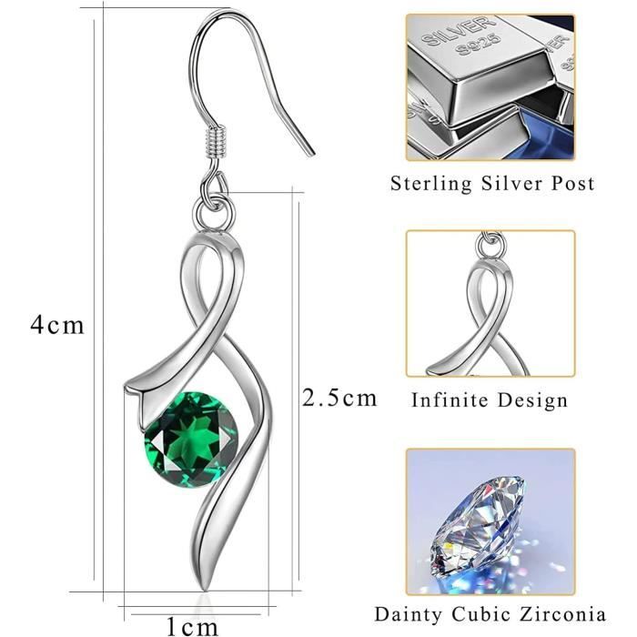 Boucles D'oreilles Pendantes Or Jaune Fourré - Zircone Cubique Et émail - Femme