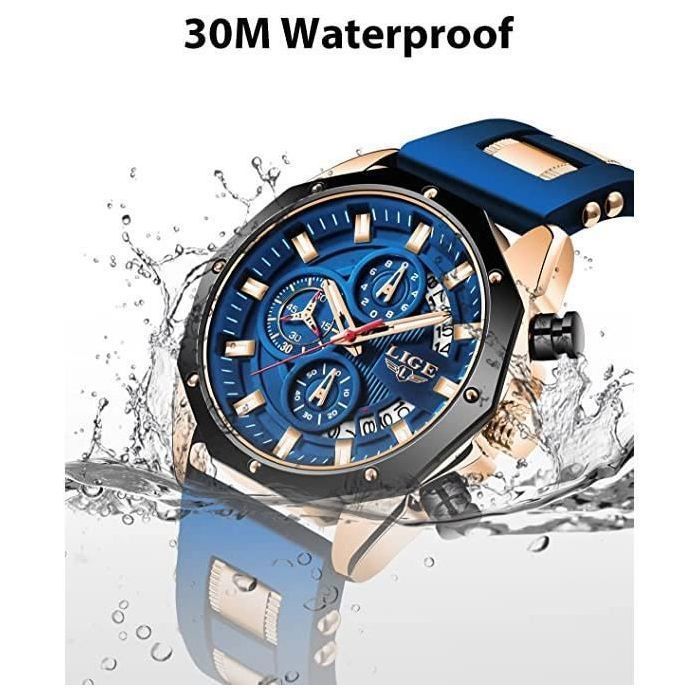 MEGALITH Montre Homme Acier Inoxydable Montre Bracelet Etanche