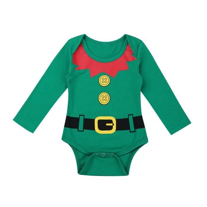 IEFIEL Fille Garçon Pyjama Noël Bébé Lutin Elf Costume Noël Rayé