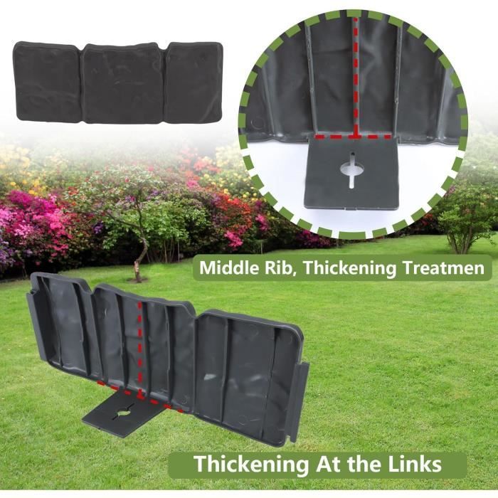 Bordure De Jardin Flexible 10 Cm X 10 Mètres Avec 30 Piquets Ancrage Noir 96373757