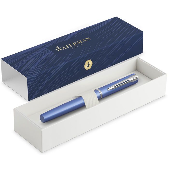 Stylo plume Waterman Exception, laque bleue avec détails palladiés, plume moyenne en