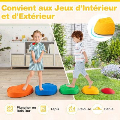 DREAMADE – 5 Pierres D'équilibre Multicolores, Antidérapant, Empilables, Support 80 Kg, Dès 3 Ans