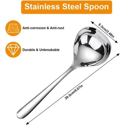 Louche Inox 20.5cm - 2 Pièces - Pour Soupe, Sauce, Légumes - Cuisine, Restaurant - Trou Suspension - Acier Inoxydable