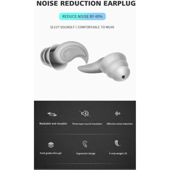Bouchons d'oreille antibruit Sleep-Soundly : réduction du bruit de