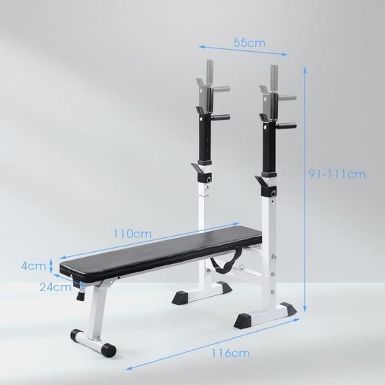 avec Inclinable Banc Plat avec Support de Barres D/évelopp/é Couch/é Inclinable pour la Gym /à Domicile et lentra/înement Complet du Corps YMXH Pliable Banc de Musculation R/églable