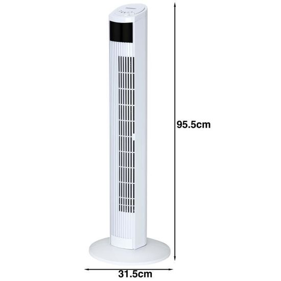 Ventilateur colonne oscillant avec t/él/écommande /écran digital fonction turbo 4 vitesses air frais maion