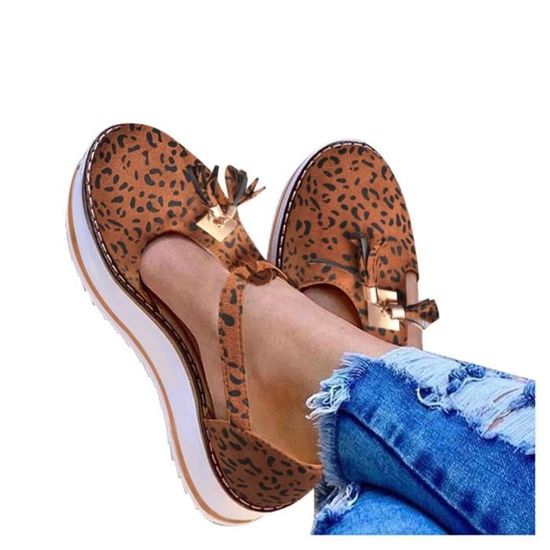 Escarpins talon plat bout rond femmes gland Outlet