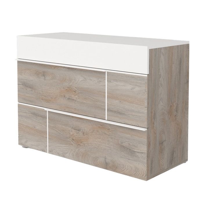 NINO LIGHT Commode 3 Tiroirs Blanc Et Effet Bois Clair Cdiscount Maison nino-light-commode-3-tiroirs-blanc-et-effet-bois-clair-cdiscount-maison