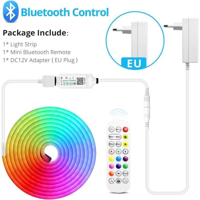 Bande LED RGB 5m étanche IP65 - 300 LED, 60 LED/m, Appli Et Télécommande, Synchronisation Musique